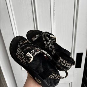 Chaco Women's Geometric Black and Cream Sandals